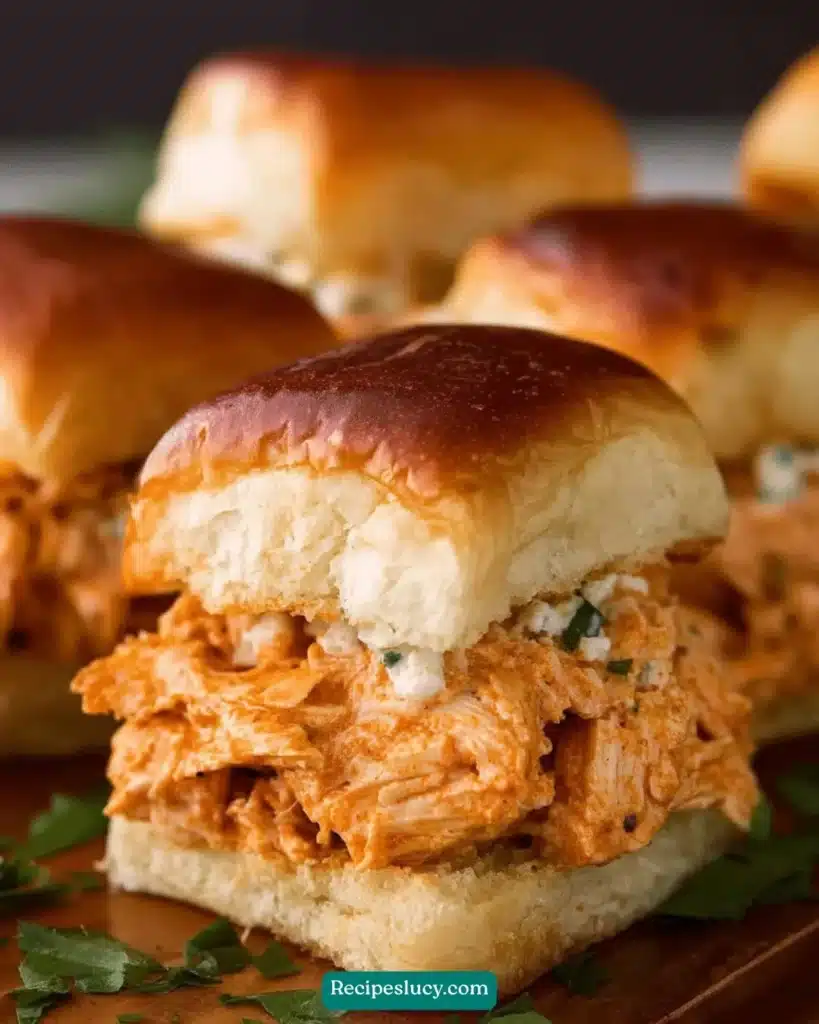 Delicious Buffalo Chicken Sliders served on a platter