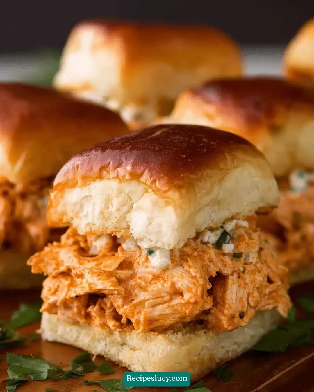 Delicious Buffalo Chicken Sliders served on a platter