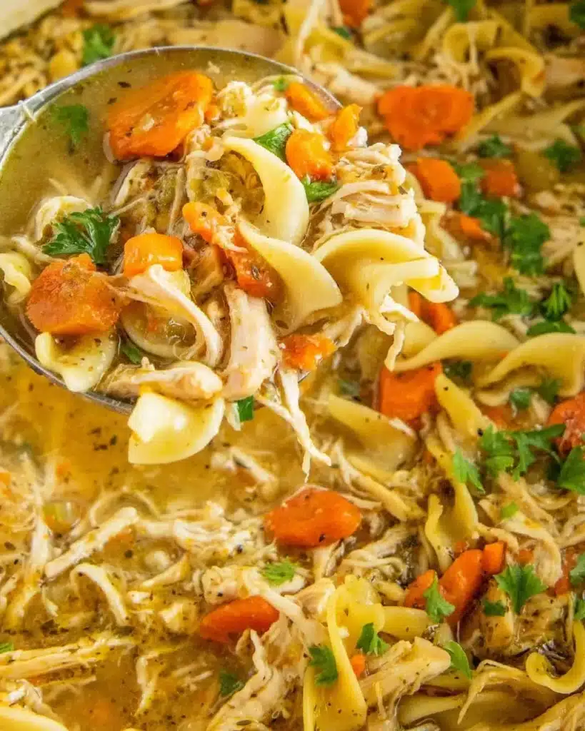 Delicious homemade chicken soup in a bowl with fresh herbs and vegetables