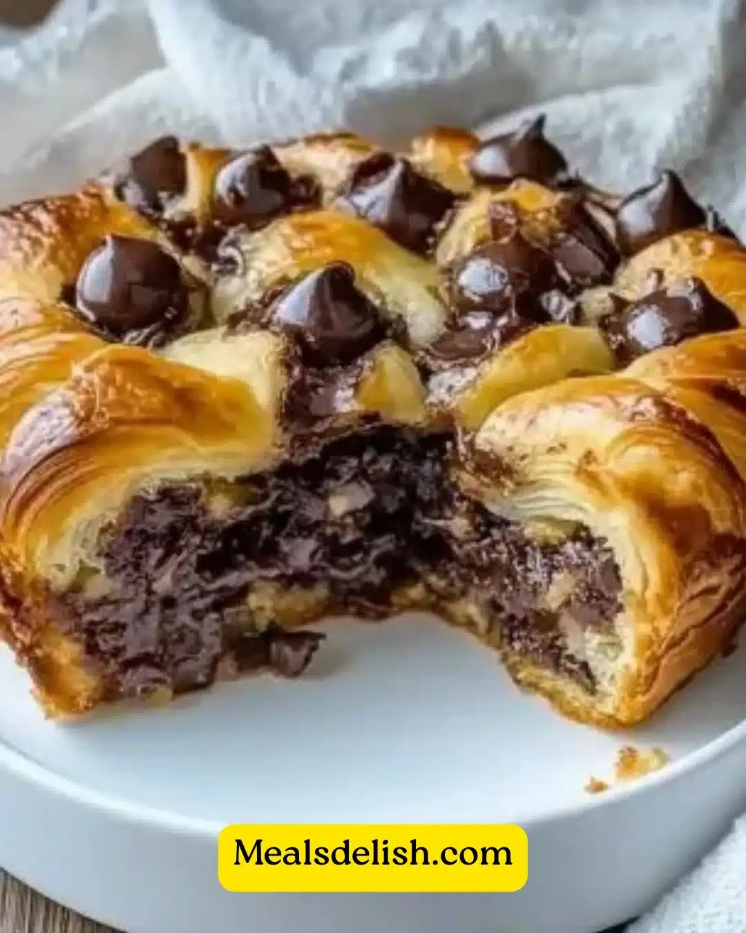 Delicious chocolate croissant breakfast bake with gooey chocolate filling
