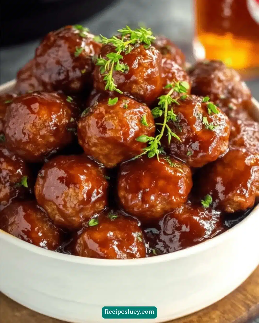 Delicious Dr. Pepper Instant Pot meatballs served on a plate