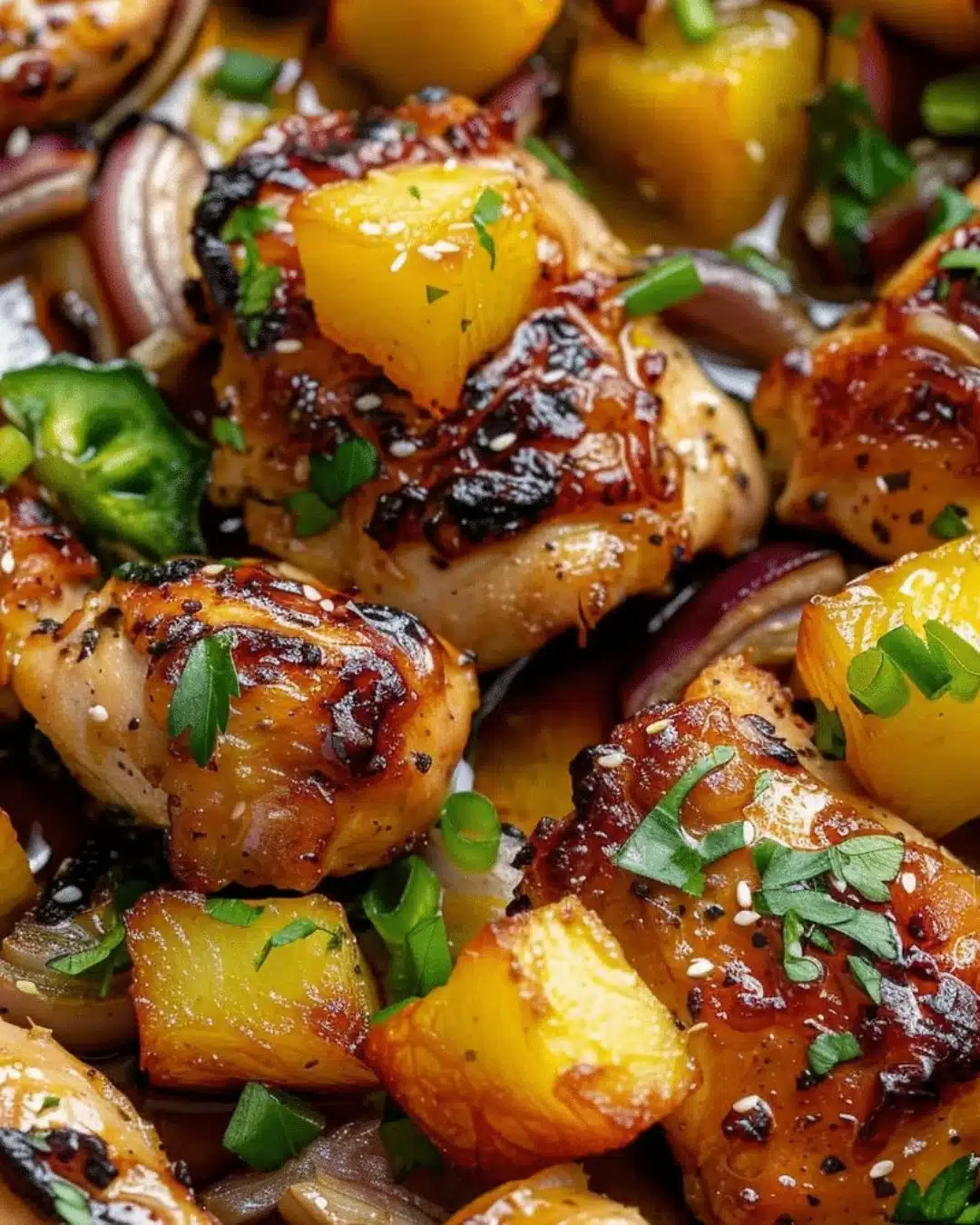 Hawaiian Chicken Sheet Pan with vibrant vegetables and delicious glaze