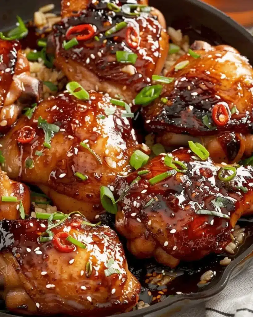 Honey soy baked chicken thighs recipe with a succulent glaze
