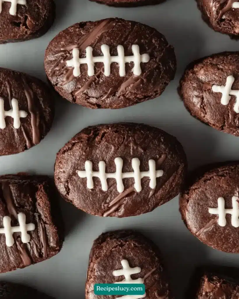 Mini football brownies decorated for game day treats