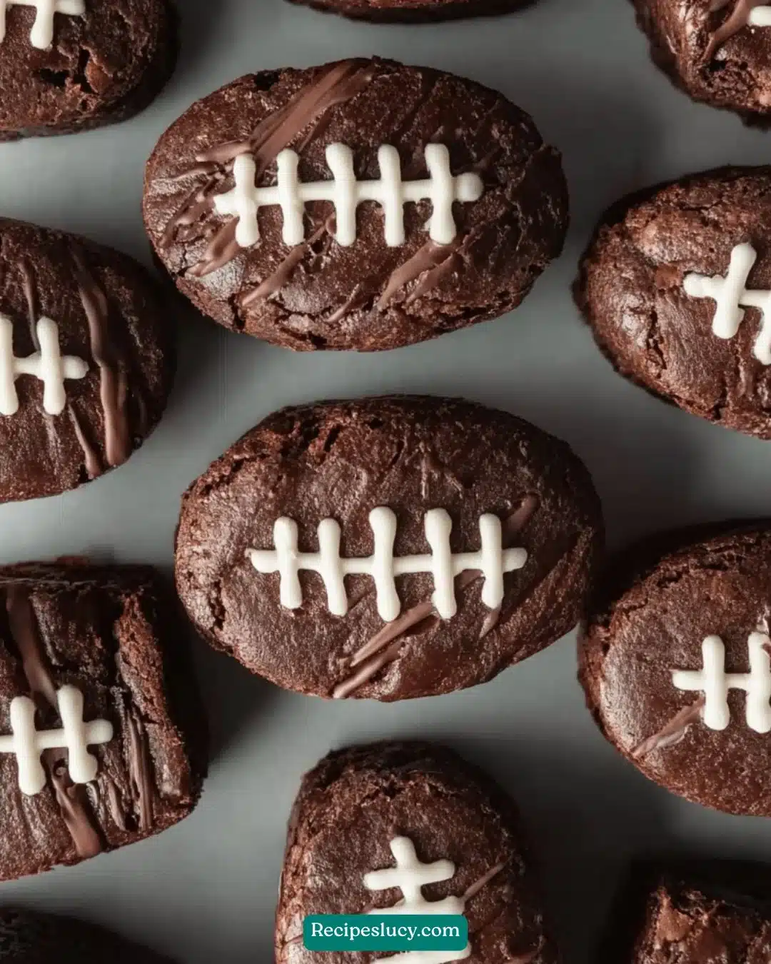 Mini football brownies decorated for game day treats