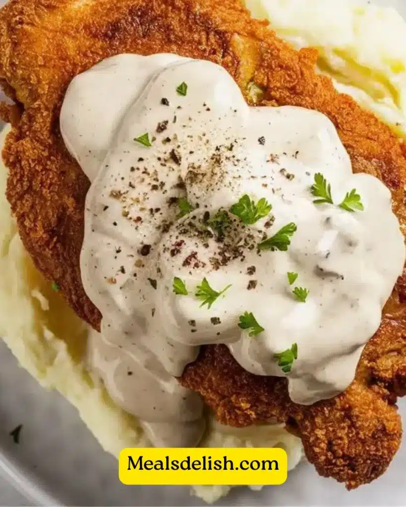 Texas Roadhouse chicken fried steak with gravy and sides