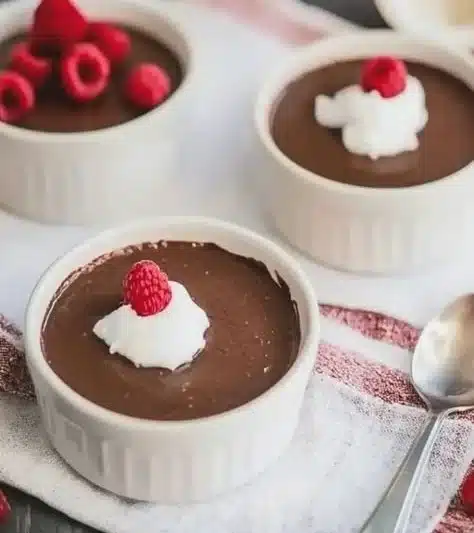 Delicious dark chocolate coconut soup served in a bowl, topped with coconut flakes.