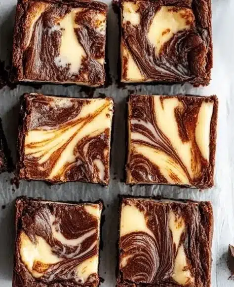 Delicious fudgy cheesecake brownies with a rich chocolate base and creamy topping.