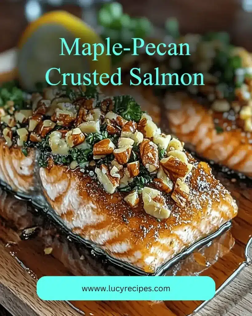 Maple-Pecan Crusted Salmon served with fresh vegetables on a plate