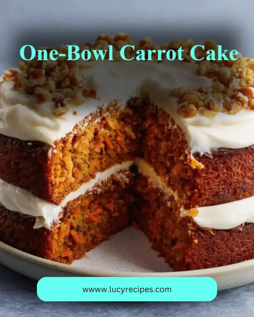 Moist one-bowl carrot cake topped with cream cheese frosting