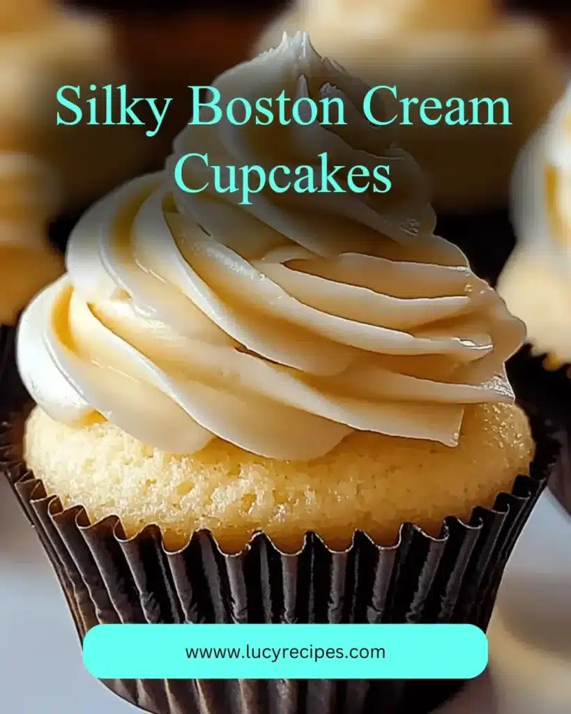 Silky Boston Cream Cupcakes with chocolate ganache and creamy filling