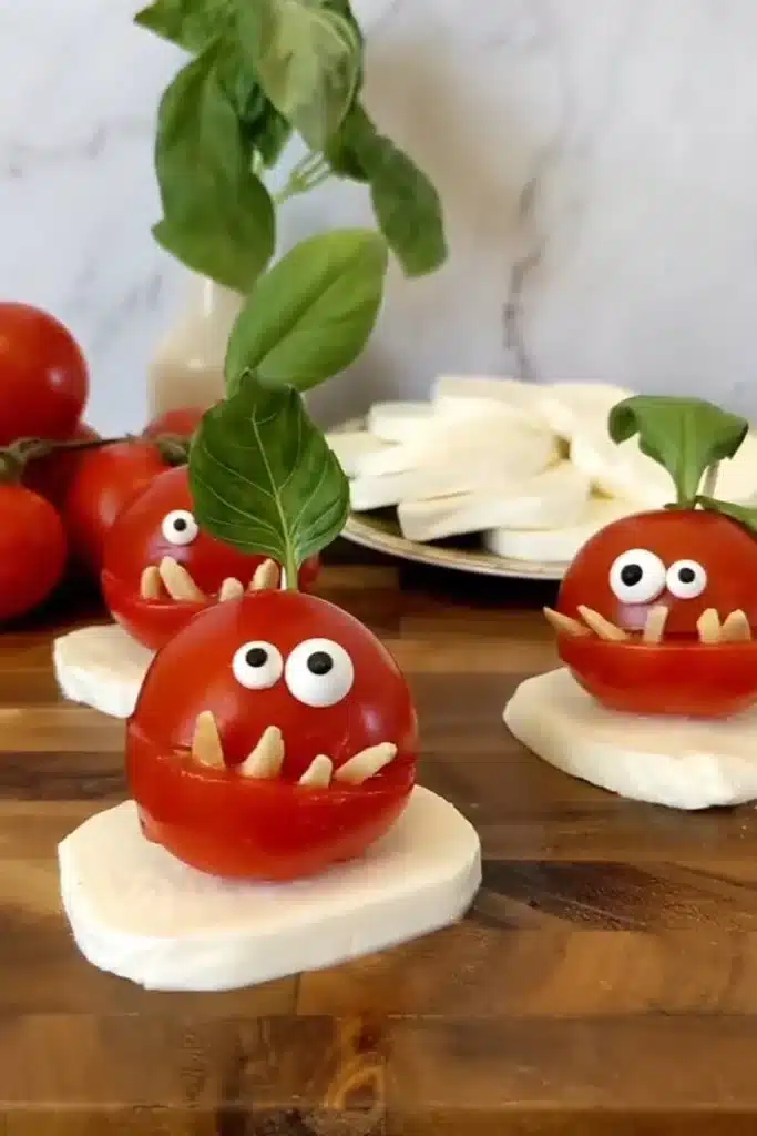 Delicious Caprese appetizer with fresh mozzarella, tomatoes, and basil.