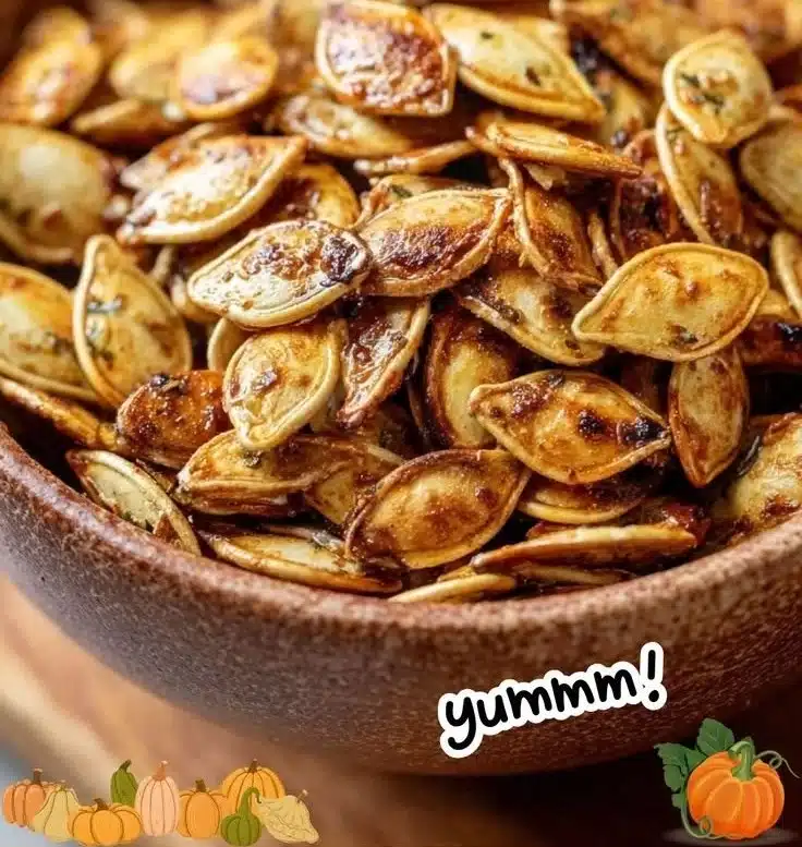 Bowl of classic salted roasted pumpkin seeds ready to be enjoyed as a snack
