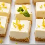 High-protein lemon cheesecake bites on a plate