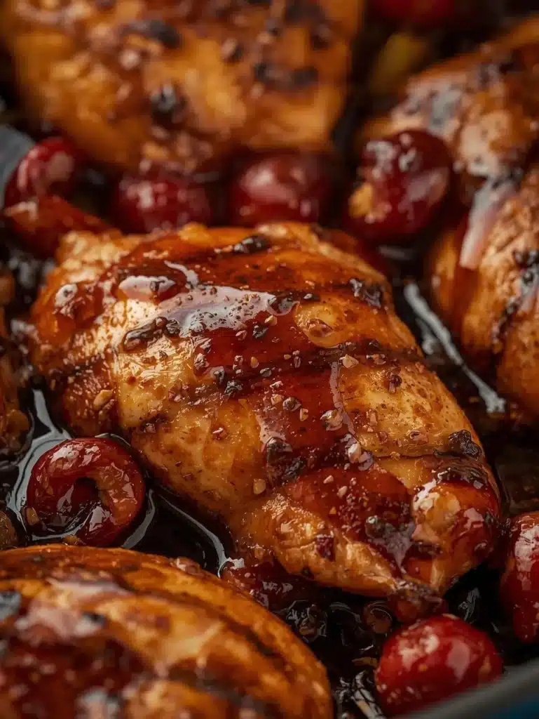 Savory balsamic cranberry chicken skillet ready in 25 minutes for easy weeknight meals.