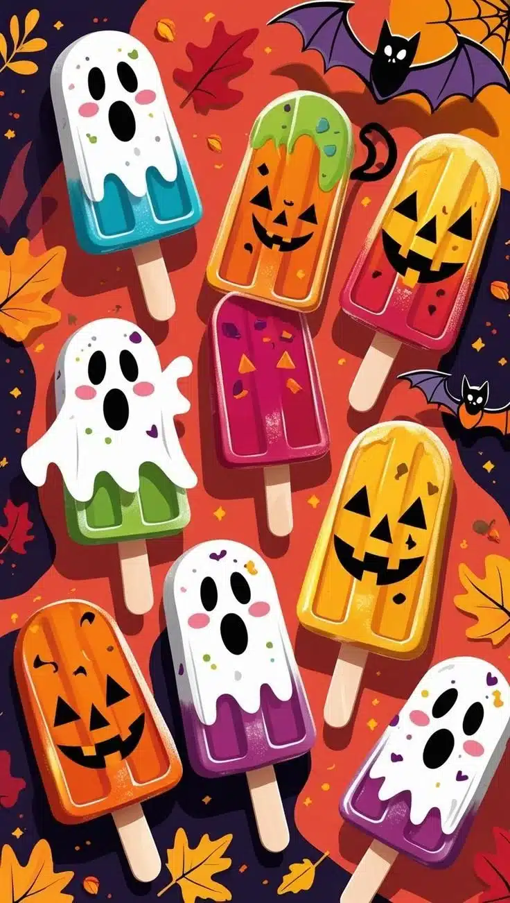 Colorful sugar-free Halloween popsicles for a healthy festive treat