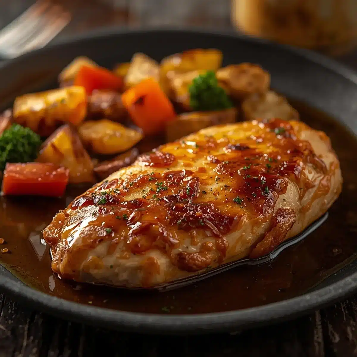30-Minute baked chicken breast served with healthy sides