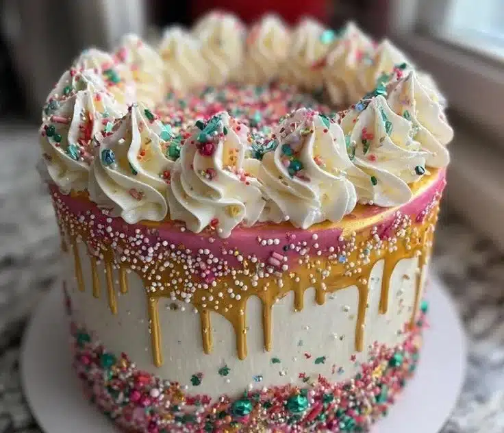 Beautifully decorated Christmas cake with festive holiday themes