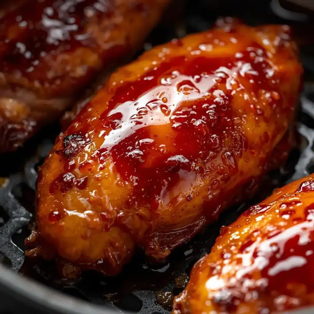 Air Fryer Maple Glazed Chicken Breast with a crispy exterior and sweet glaze