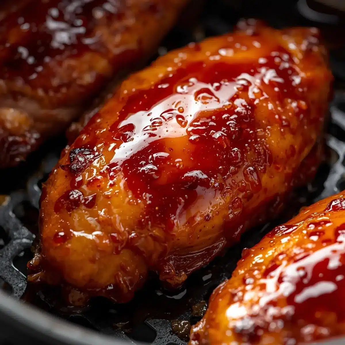 Air Fryer Maple Glazed Chicken Breast with a crispy exterior and sweet glaze