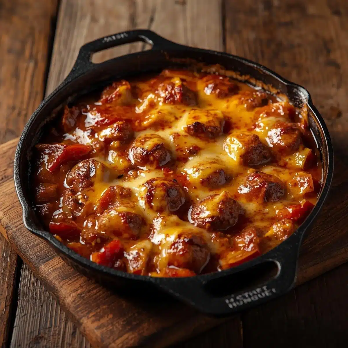 Amish Hamburger Steak Bake served with gravy and vegetables on a plate