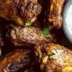 Baked Berbere Chicken Wings served with a zesty lime dip