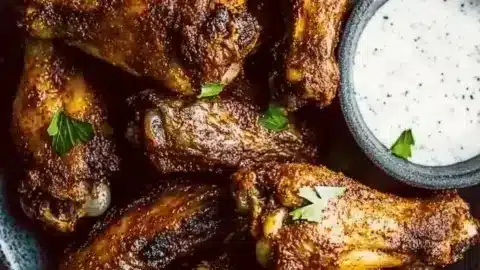 Baked Berbere Chicken Wings served with a zesty lime dip