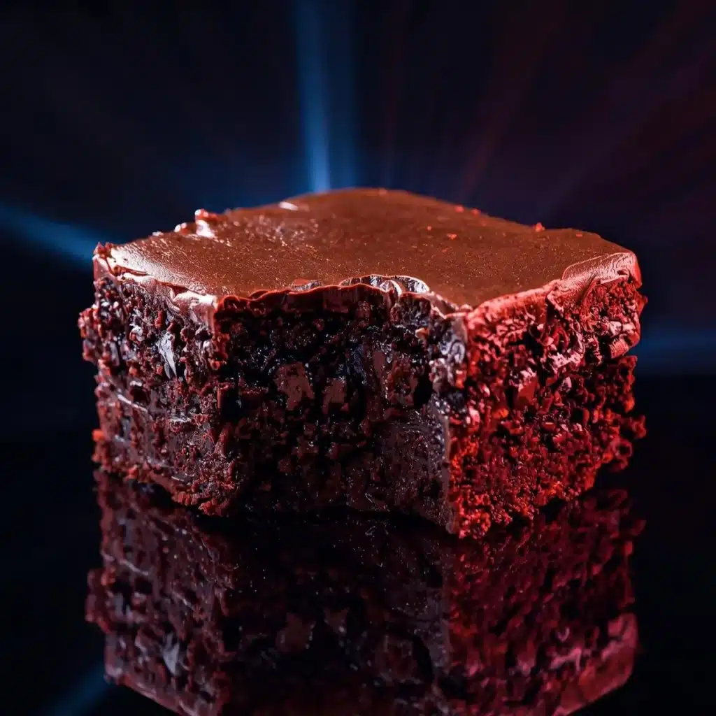 Delicious fudgy brownies served on a plate with chocolate drizzle