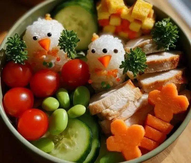 Festive Christmas Bento box filled with colorful, themed holiday foods.