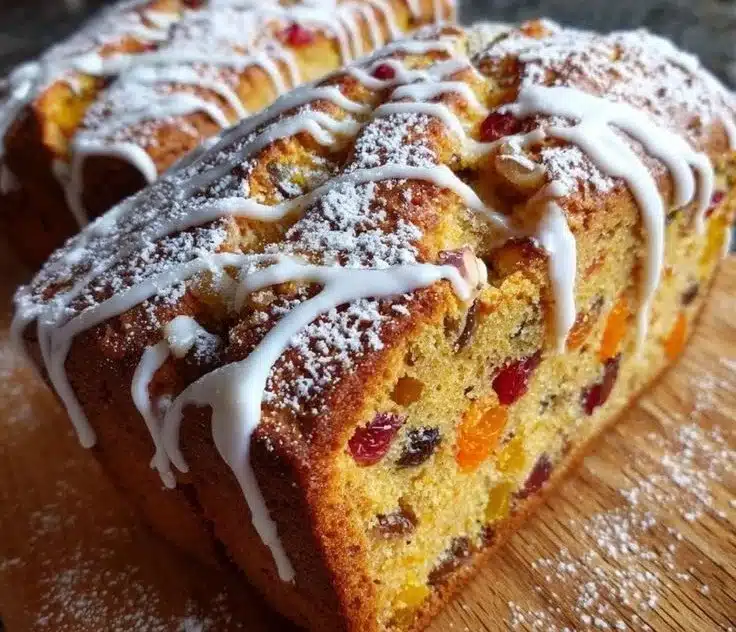 A beautifully baked Christmas Bread with festive decorations.
