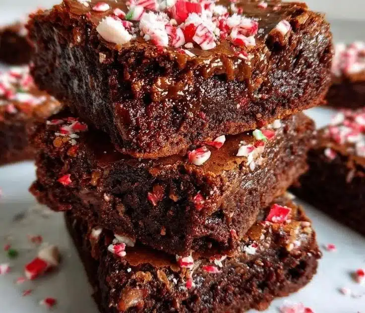 Deliciously festive Christmas brownies decorated with holiday toppings