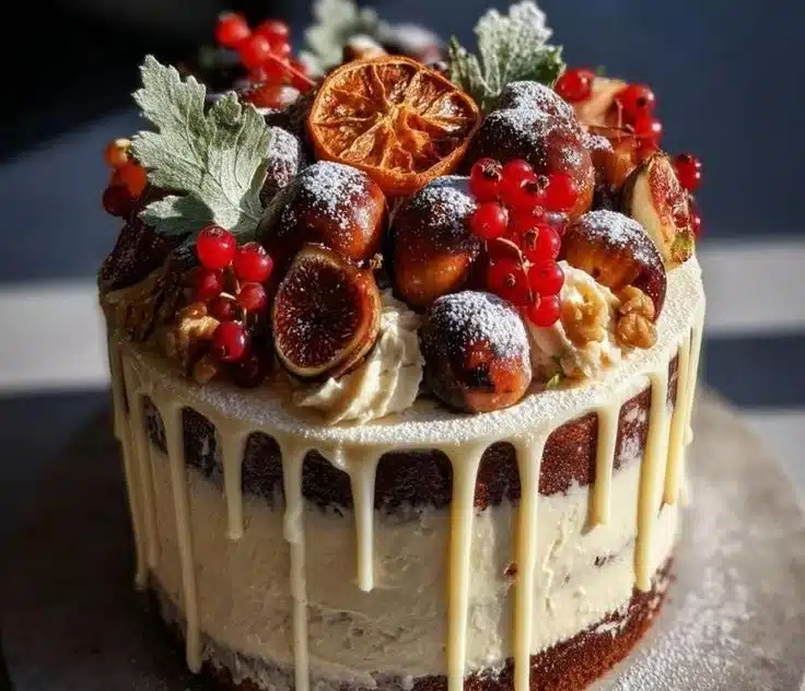 Deliciously decorated Christmas Cake for holiday celebrations