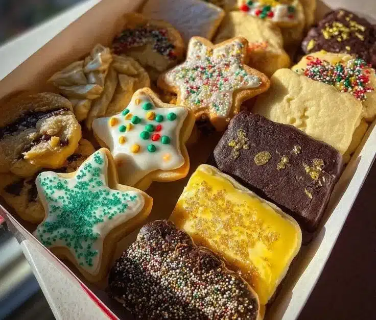 Assorted Christmas cookie box for holiday celebrations