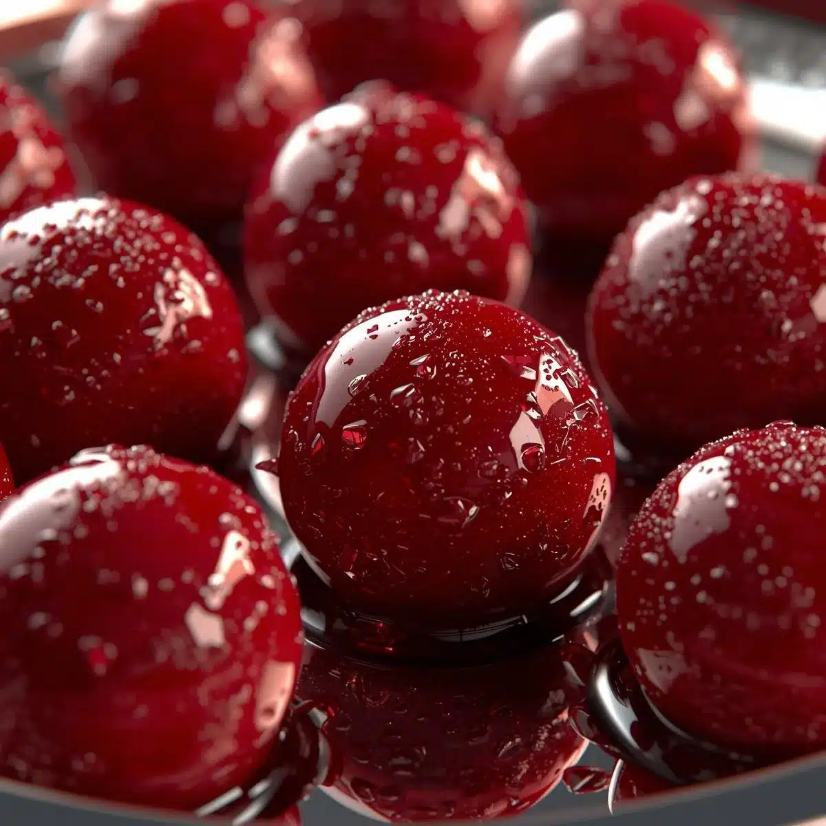 Delicious Christmas Cranberry Meatballs served on a festive platter