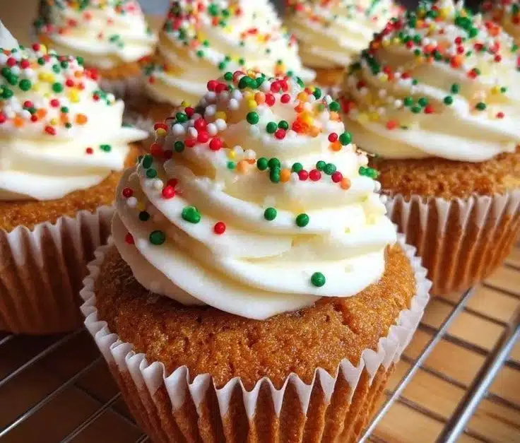 Festive Christmas Cupcake Cake decorated with holiday themes