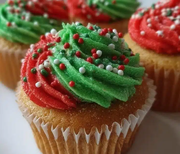 Deliciously decorated Christmas Cupcakes for holiday celebrations