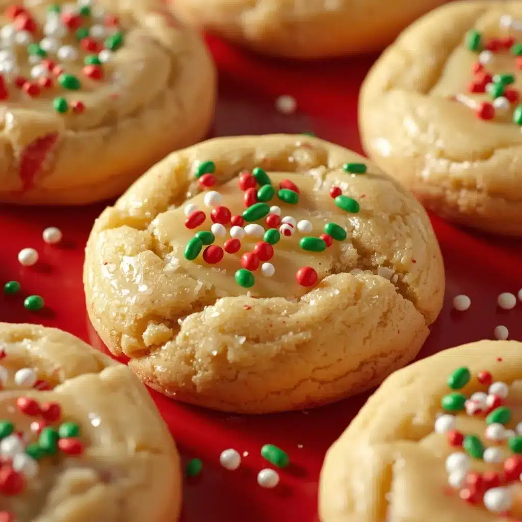 Delicious Christmas Gooey Butter Cookies on a festive plate.