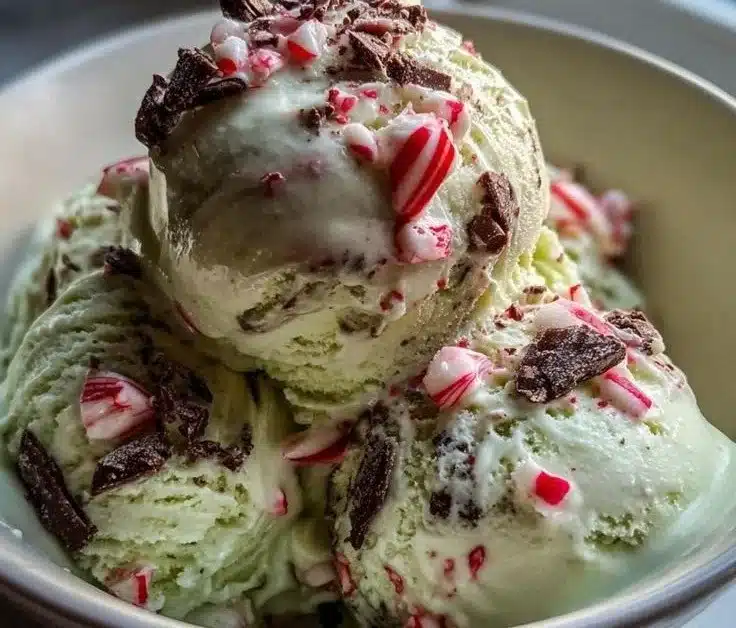 Delicious Christmas Ice Cream decorated with festive toppings
