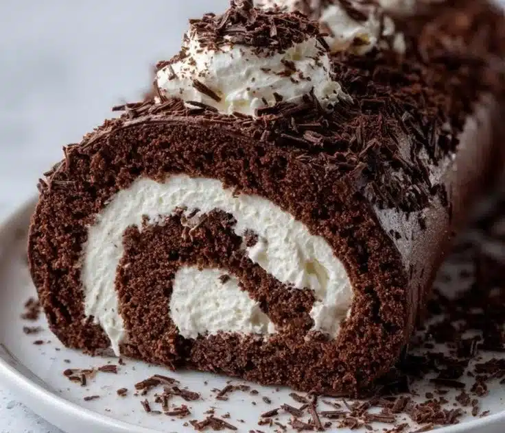 Delicious Christmas Log Cake decorated with festive themes and rich chocolate layers.