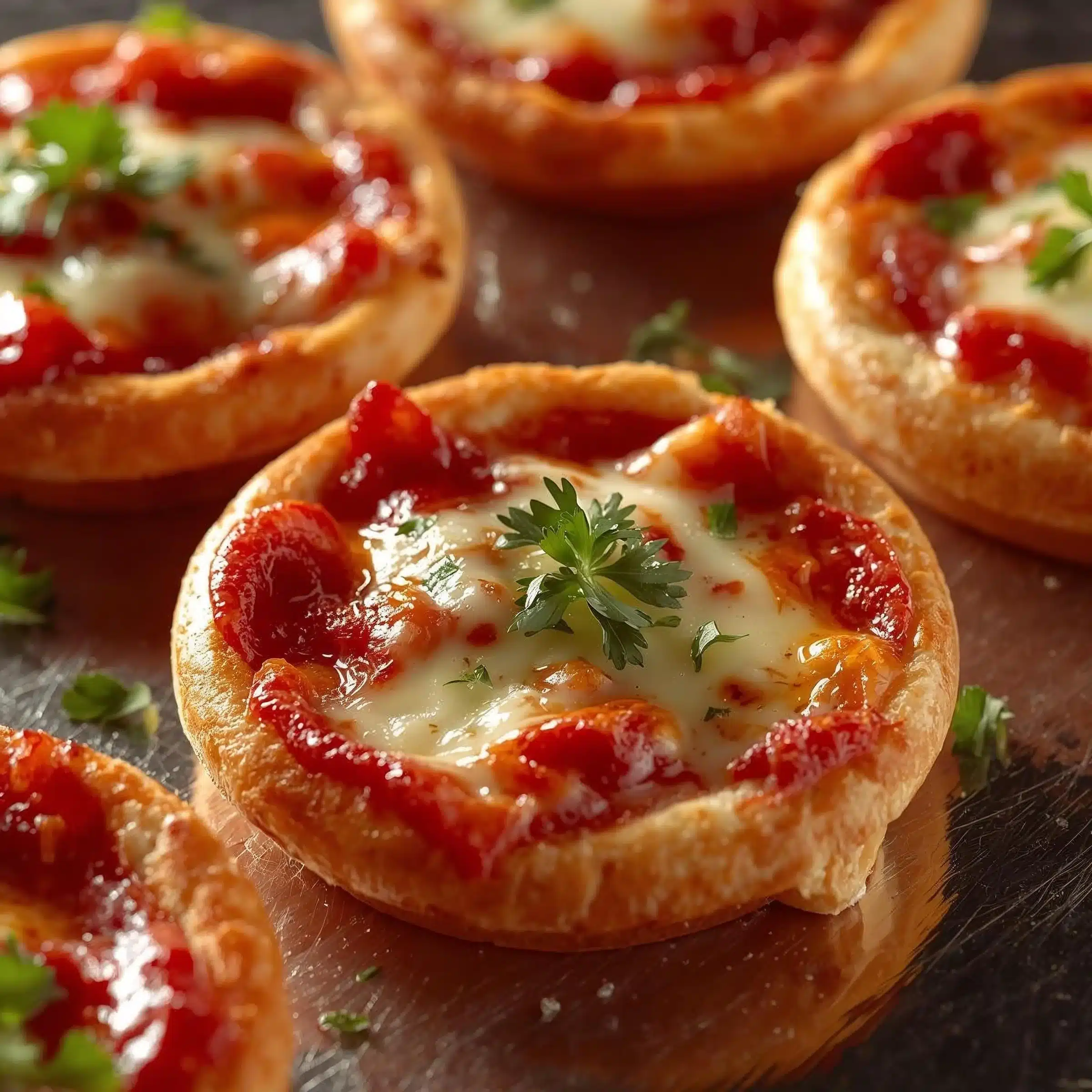 Delicious Christmas Pizza Bites served on a festive plate