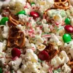 Festive Christmas popcorn in a bowl, ideal for holiday celebrations.