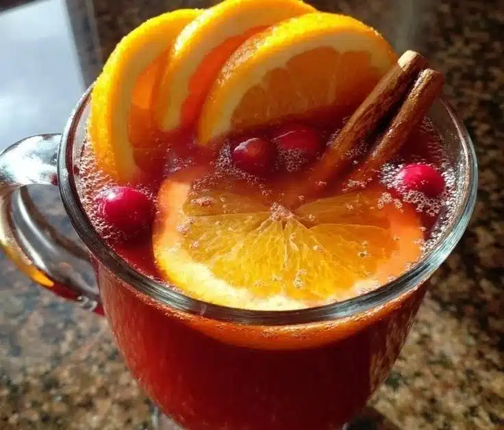 Warm and cozy Christmas holiday drinks served in festive mugs