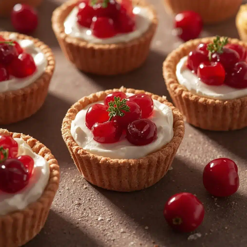 Cranberry Hot Pepper Jelly Cream Cheese Cups served on a platter