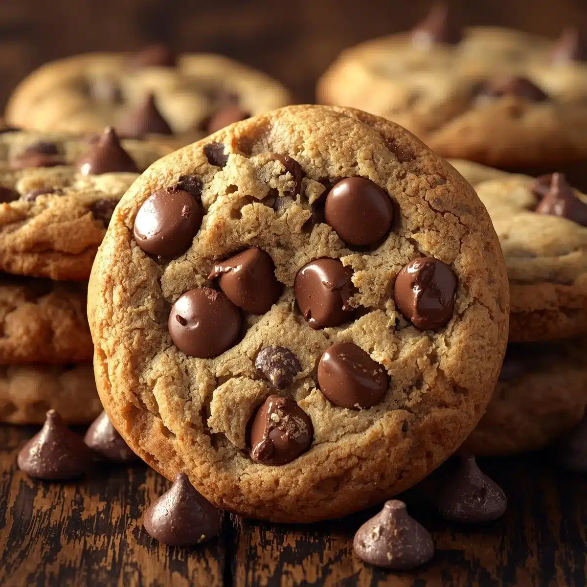 Crispy and chewy chocolate chip cookies on a cooling rack