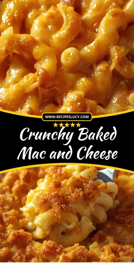 Delicious crunchy baked mac and cheese with a golden crust and creamy filling