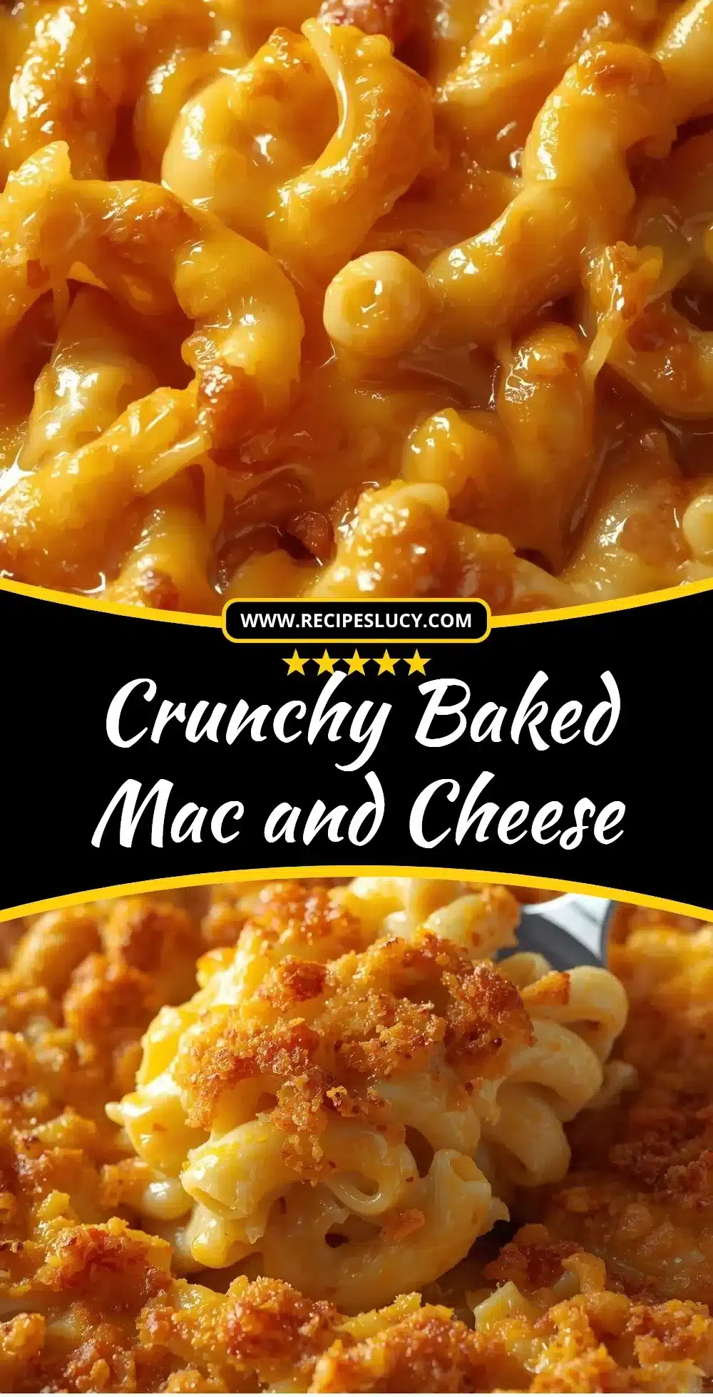 Delicious crunchy baked mac and cheese with a golden crust and creamy filling