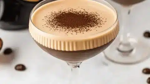 Decadent Baileys Espresso Martini cocktail served in a stylish glass