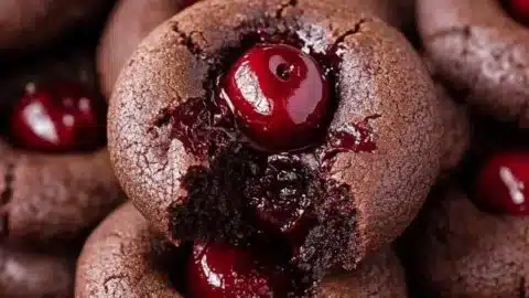 Decadent chocolate cherry cookies decorated for a festive celebration