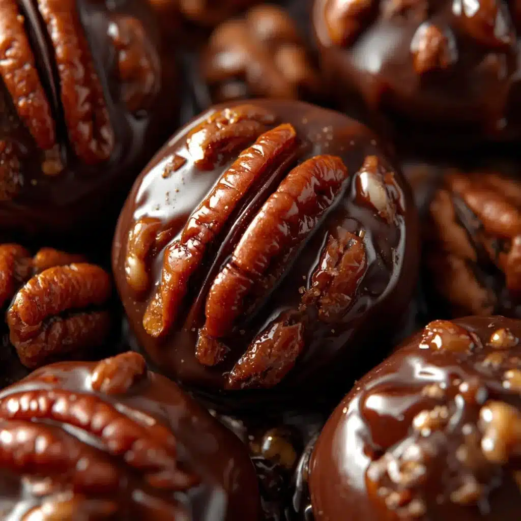 Delicious Christmas Pecan Turtles arranged for holiday treats and gifts