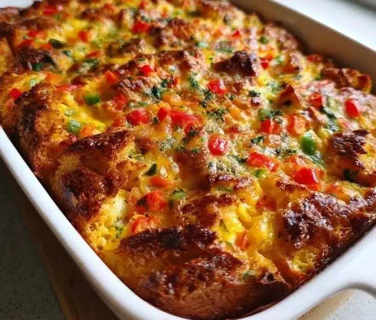 A festive Christmas breakfast spread featuring pancakes, eggs, and colorful decorations.